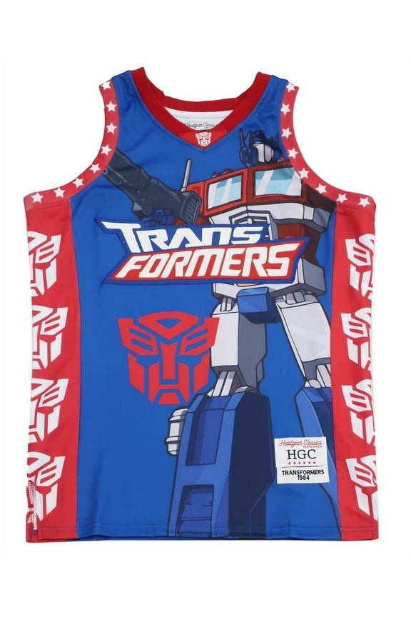 Transformers Optimus Prime Men's Headgear Classics Embroidered Basketball Jersey - Blue/Red (Medium)