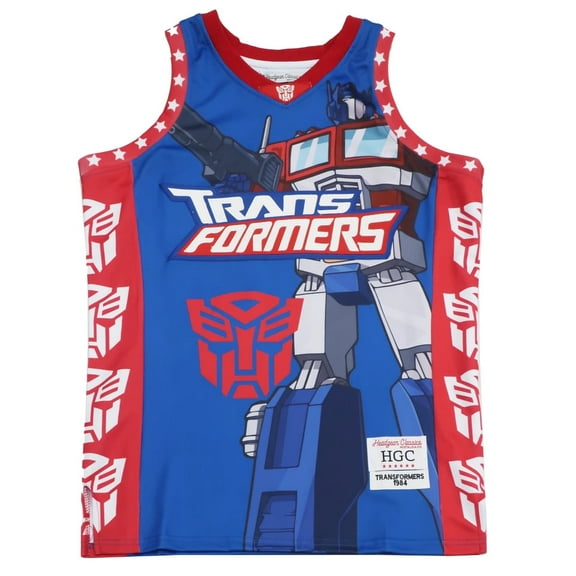 Transformers Optimus Prime Men's Headgear Classics Embroidered Basketball Jersey - Blue/Red (Small)