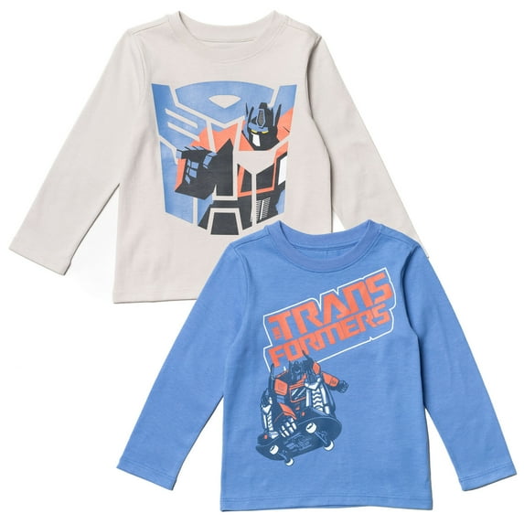 Transformers Optimus Prime Toddler Boys Fleece 2 Pack Long Sleeve T-Shirts Toddler to Big Kid