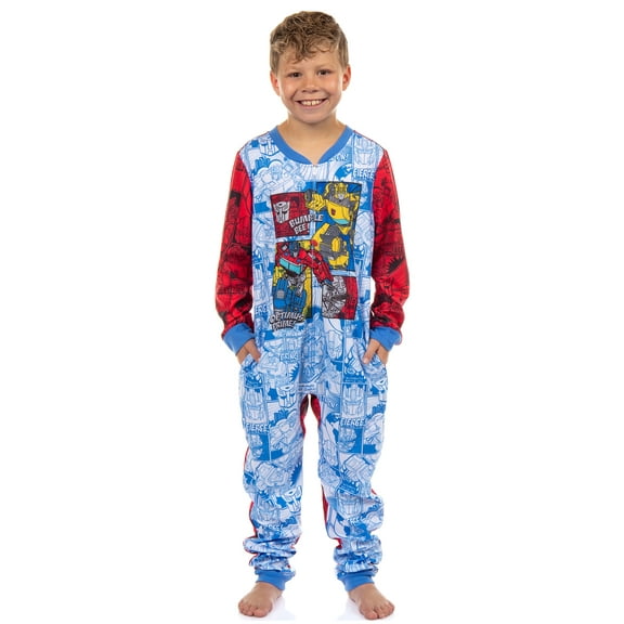 Transformers Pajamas Boys' Battle On Zip Front Fleece Footless Sleeper