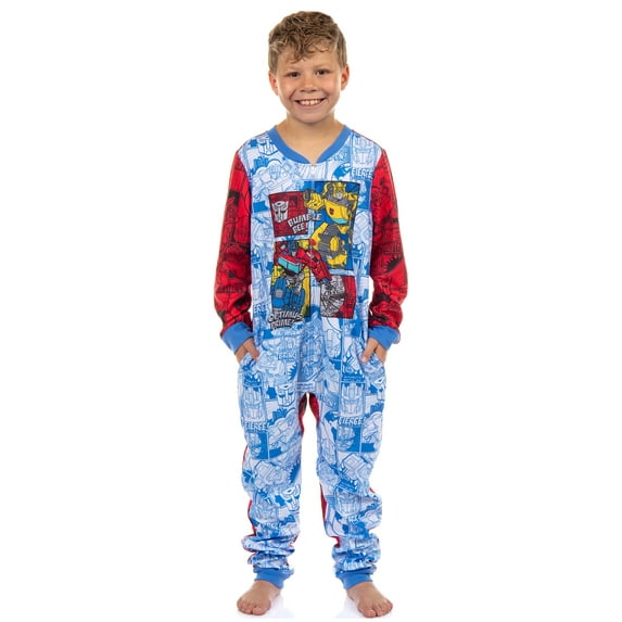 Transformers Pajamas Boys' Battle On Zip Front Fleece Footless Sleeper
