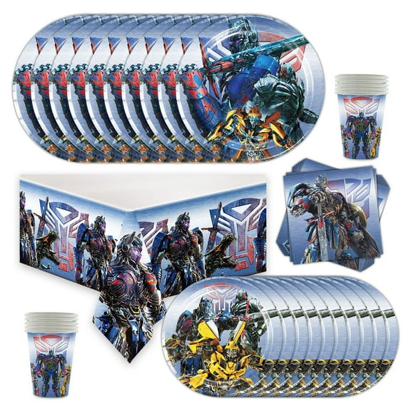 Transformers Party Supplies Set Plates Cups Tablecloth Napkins Birthday Decorations