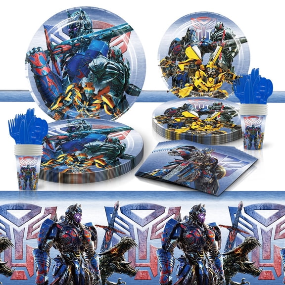 Transformers Party Tableware Set Plates Cup Kit Birthday Supplies Decorations Disposable Dinnerware