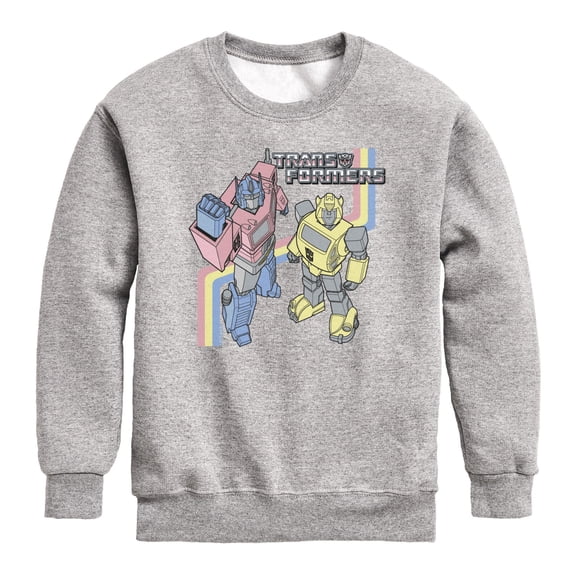 Transformers - Pastel Optimus and Bumble Bee - Youth Boys Crew Fleece Sweatshirt