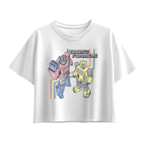 Transformers - Pastel Optimus and Bumble Bee - Youth Girls Boxy T-Shirt
