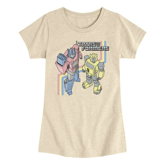 Transformers - Pastel Optimus and Bumble Bee - Youth Girls Fitted Short Sleeve T-Shirt