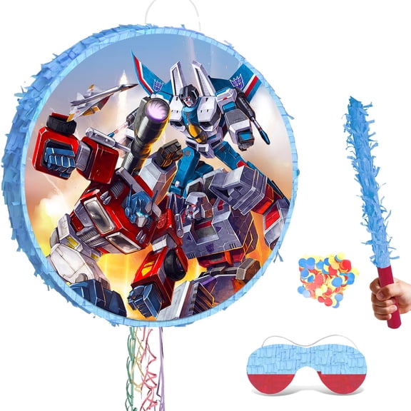 Transformers Pinata,4Pcs Transformers Pinatas Set - Transformers Theme Piata, Transformers Party Pinata Stick & Party Games Blindfold etc Pinata Supplies for Transformers Birthday Party Decorations