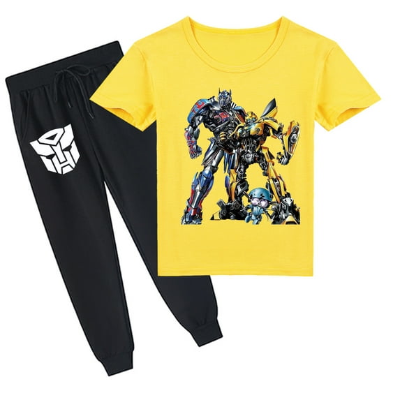 Transformers Boys Cotton Crew Neck Short Sleeve T-shirt & Long Pants Kids Summer Casual Sport Top Clothings Sets