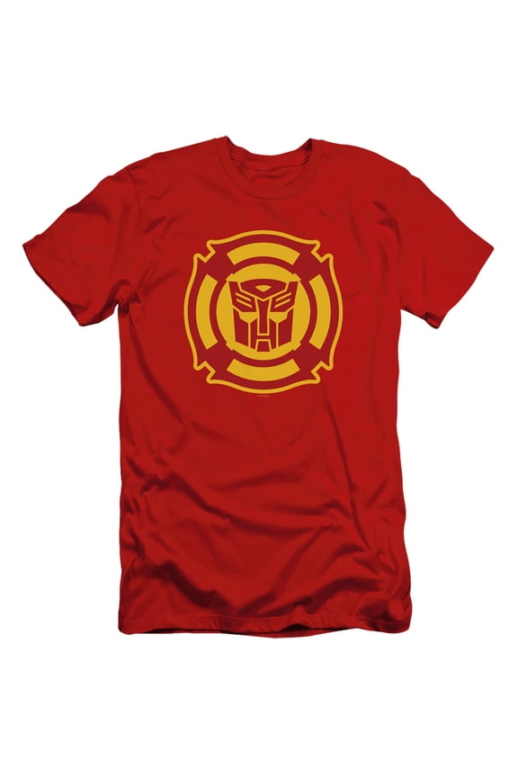 Transformers Rescue Bots Logo S/S Adult 30/1 T-Shirt Red