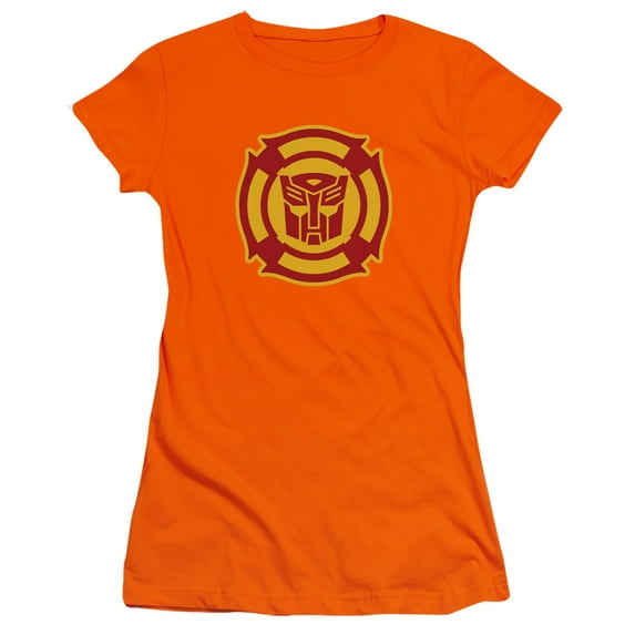 Transformers Rescue Bots Logo S/S Junior Women's T-Shirt Sheer Orange