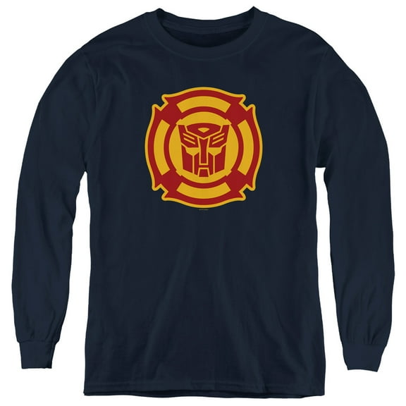 Transformers Rescue Bots Logo Youth Long Sleeve T-Shirt Navy