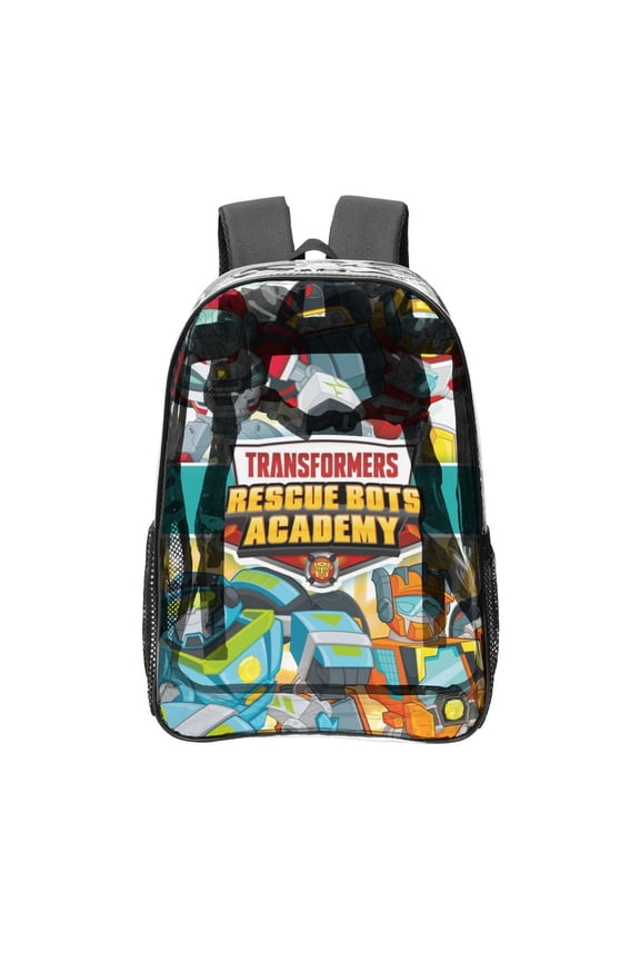 Transformers Rescue Bots-theme Clear Backpack Heavy Duty Transparent Bag See Through Bookbag for Work, Sport, College, Travel12.2X16.9"(31X43cm)