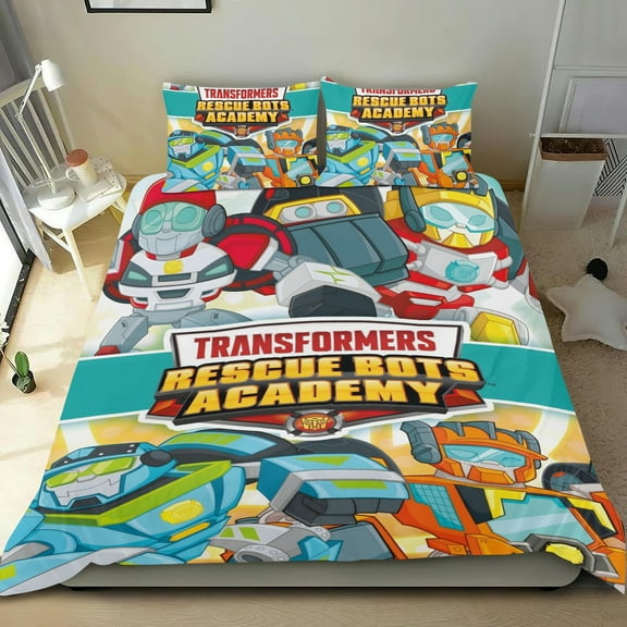 Transformers Rescue Bots-themed Bed Sheet Set Three Piece Set Comfortable And Skin Friendly Unique Design Home Decor Gifts For Family Friends fans36x75Inches90cm*190cm