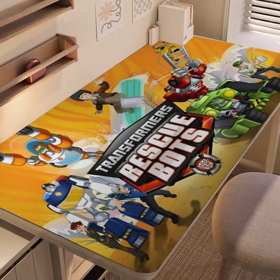 Transformers Rescue Bots-themed extra-large Non-Slip Base leather Desk Table matversatile for computer desks, dining tables, and more.12"x24"(30X60cm