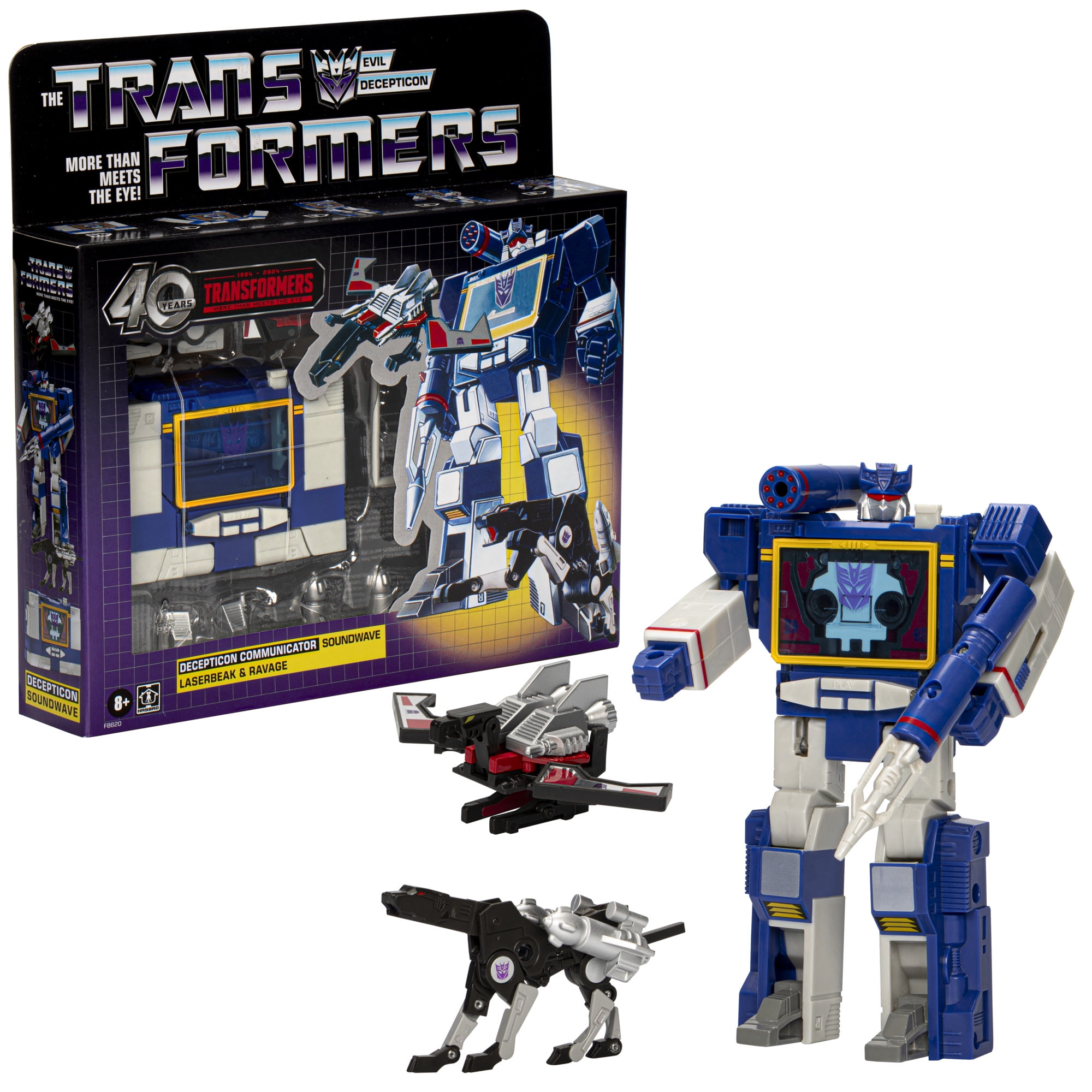 Transformers Retro 40th Anniversary Soundwave Laserbeak Ravage Kids Toy Action Figure for Boys and Girls Ages 4 5 6 7 8 and Up Only At Walmart