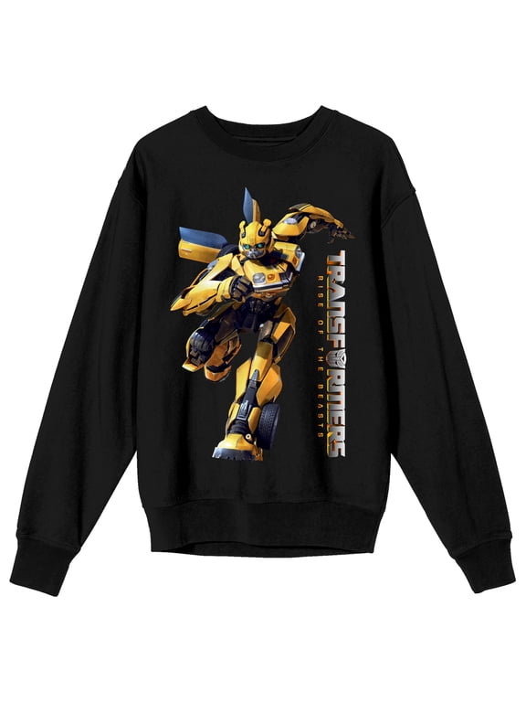 Transformers Rise Of The Beasts Deluxe Bumblebee Crew Neck Long Sleeve Adult Sweatshirt-Medium