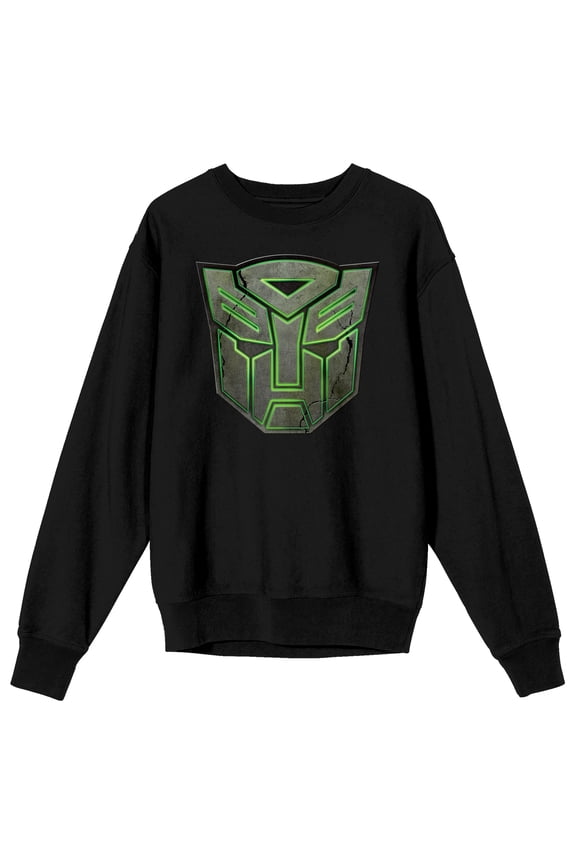 Transformers Rise Of The Beasts Icon Crew Neck Long Sleeve Black Adult Sweatshirt
