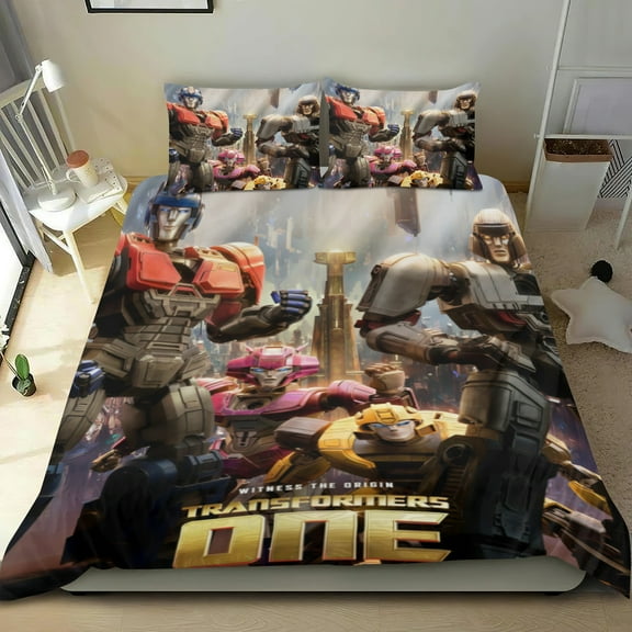 Transformers Rise Of Themed Bed Sheet Set Three Piece Set 53x79 In ches Comfortable And Skin Friendly Unique Design Creating A Star Gifts For Family Friends fans