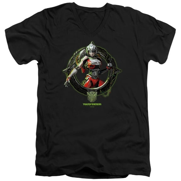 Transformers: Rise of The Beasts Arcee Circle Frame Unisex Adult V-Neck T Shirt,Arcee Circle Frame, 2X-Large