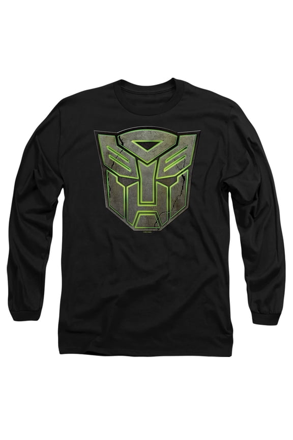 : Rise of The Beasts Glowing Autobot Logo Unisex Adult Long-Sleeve T Shirt (Small) Black