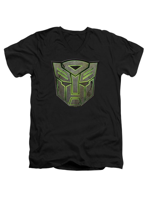 : Rise of The Beasts Glowing Autobot Logo Unisex Adult V-Neck T Shirt,Black, Medium