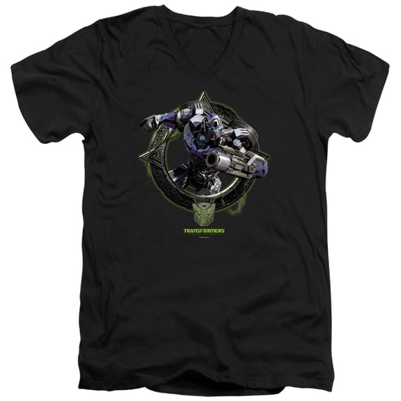 Transformers: Rise of The Beasts Mirage Circle Frame Unisex Adult V-Neck T Shirt,Mirage Circle Frame, Medium