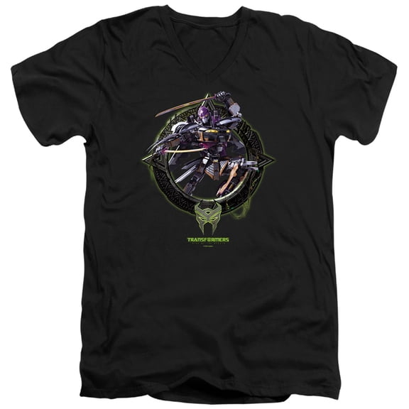 Transformers: Rise of The Beasts Nightbird Circle Frame Unisex Adult V-Neck T Shirt,Nightbird Circle Frame, Medium