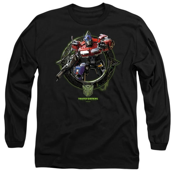 Transformers: Rise of The Beasts Optimus Prime Circle Frame Unisex Adult Long-Sleeve T Shirt (Small) Optimus Prime Circle Frame