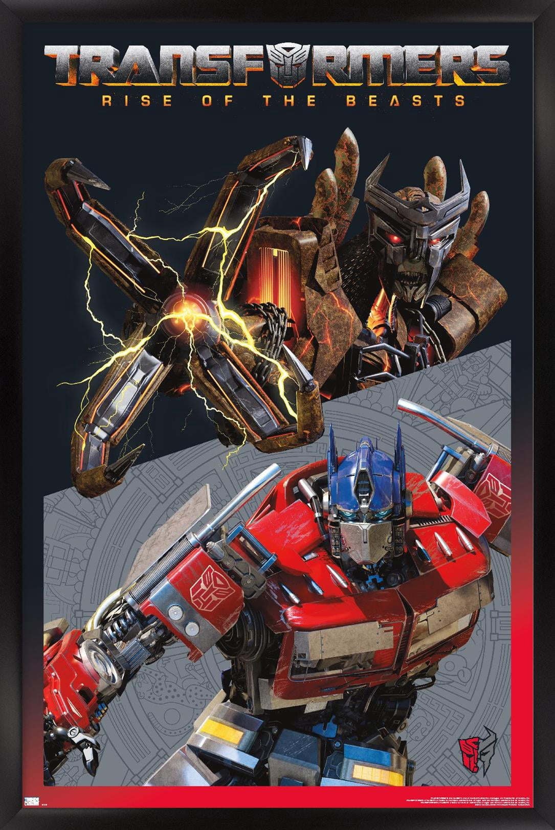 Transformers: Rise of the Beasts - Optimus Prime vs. Scourge Wall Poster, 14.725" x 22.375" Framed