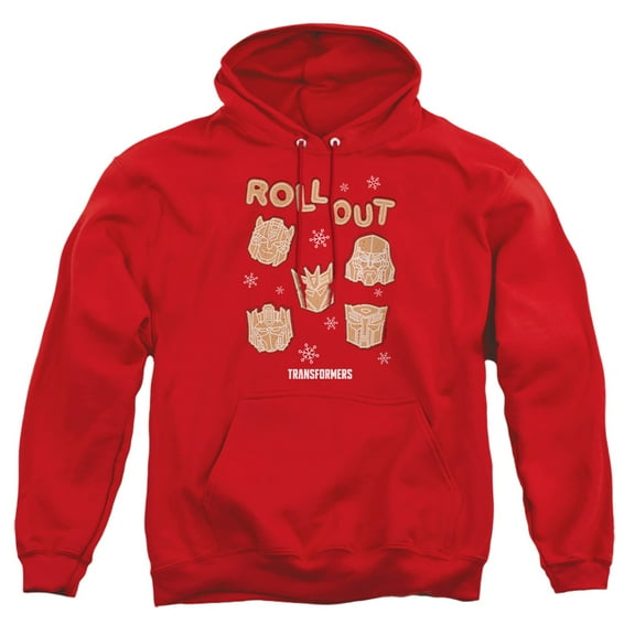 Transformers Roll Out Christmas Cookies Adult Pull-Over Hoodie, Red, 2X-Large