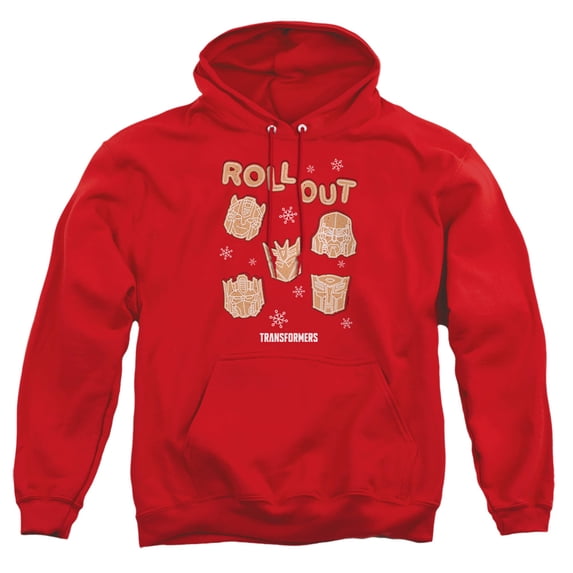 Transformers Roll Out Christmas Cookies Adult Pull-Over Hoodie, Red, Medium