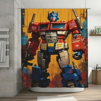 Transformers Shower Curtain Cartoon Art Bath Shower Curtains with 12 Hooks, Waterproof Washable Polyester Bathroom Home Decor Set 72x72 Inch, Iron