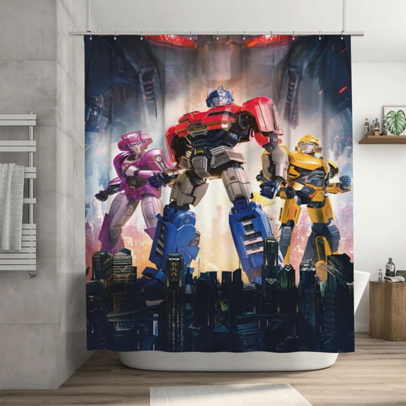 Shower Curtain Cartoon Art Bath Shower Curtains with 12 Hooks, Waterproof Washable Polyester Bathroom Home Decor Set 72x72 Inch, Iron