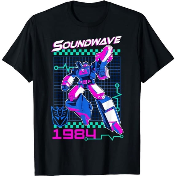 Transformers Soundwave 1984 Retro Grid Logo