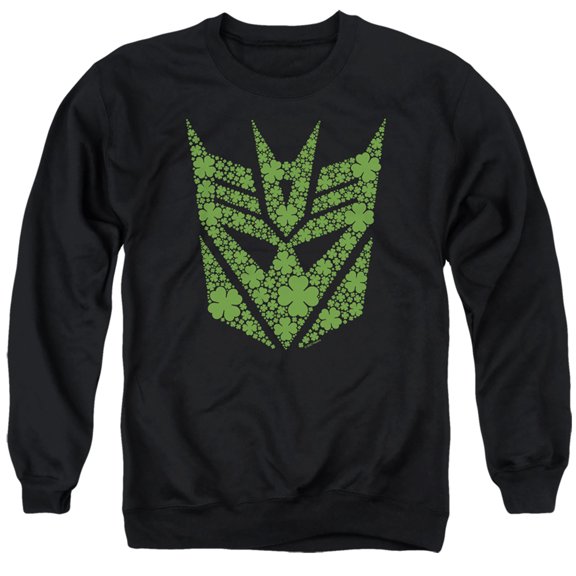 Transformers St. Patrick's Day Decepticon Shamrock Unisex Adult Crewneck Sweatshirt (Large) Black