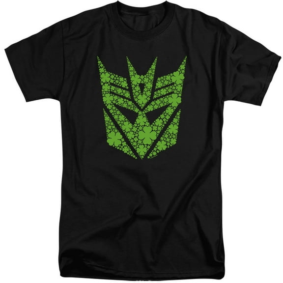 Transformers St. Patrick's Day Decepticon Shamrock Unisex Adult Tall T Shirt,Black, X-Large