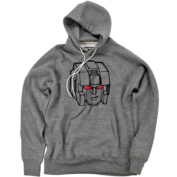 Transformers Starscream Head Unisex Adult Slim Fit Pull-Over Heather Hoodie, Athletic Heather, Large