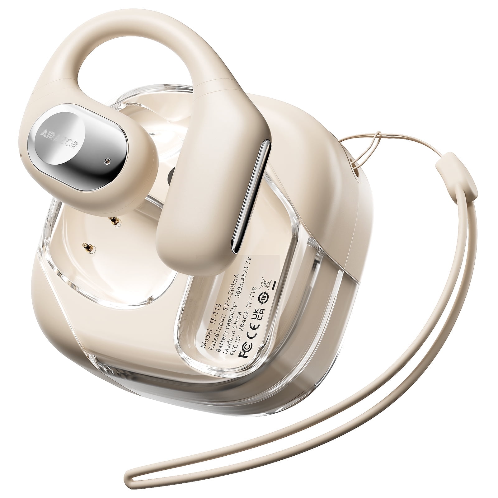 Transformers TF T18 Earbuds Wireless Bluetooth 5.4 Headphones TWS Sports Earhooks Open ear Earphones with Bulit in Mic for Android iOS Beige