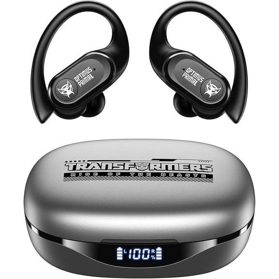 Transformers TF-T26 Optimus Primal Pro Over The Ear Earbuds Wireless Bluetooth 5.4 Ear Buds with Earhooks 65H Playtimes Deep Bass Sound IPX5 Mic IPX5 Waterproof Earphones for Sport/Workout