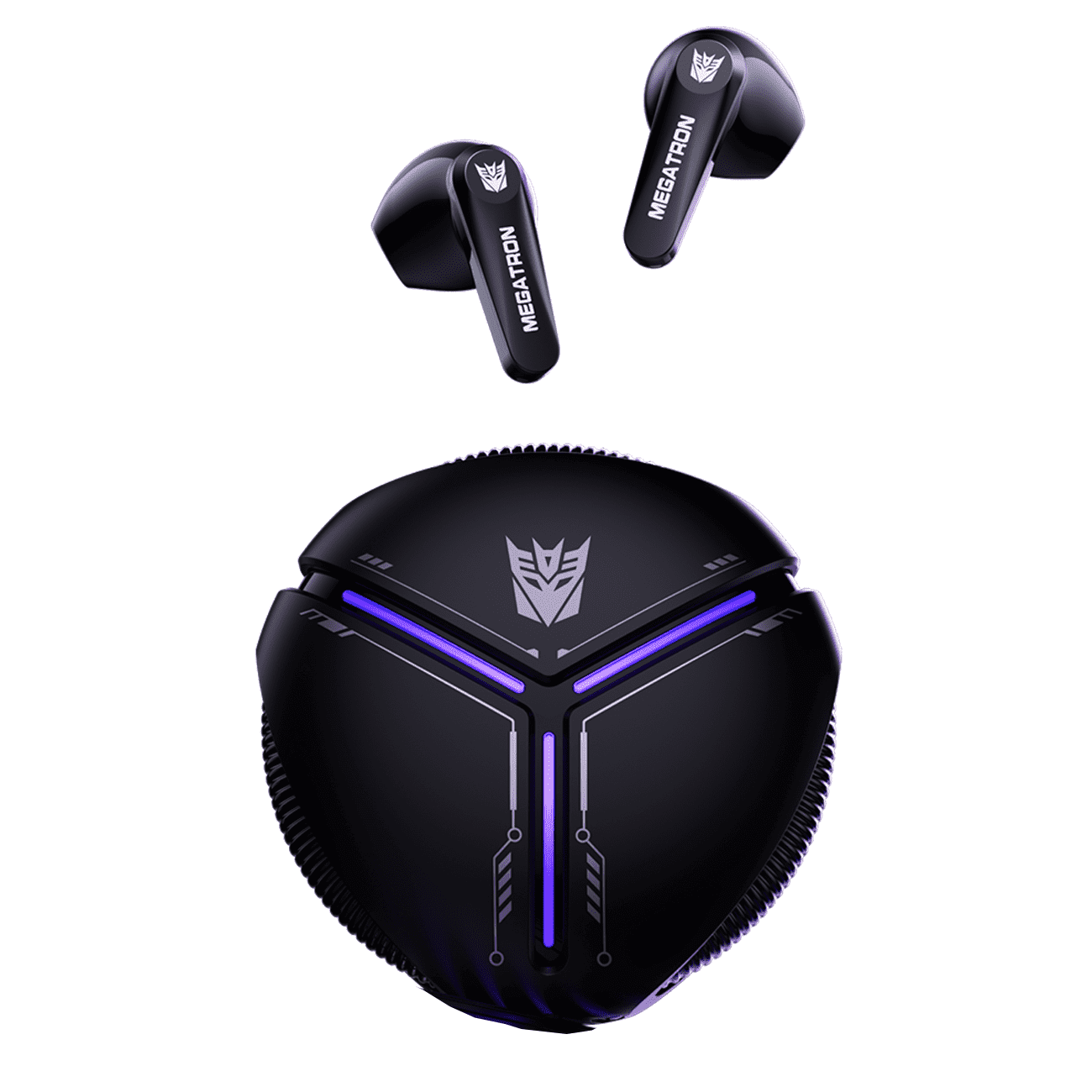 Transformers TF-T30 Bluetooth TWS Wireless Earbuds with Energy Core Design Passive Noise Cancelling Semi-In-Ear Cool HiFi HD Calling Music Game Modes Low Latency Sports Earphones – Black Megatron