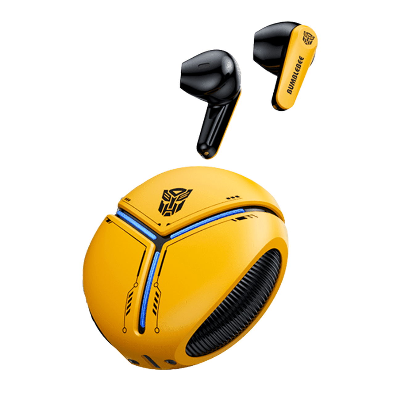 Transformers TF-T30 Bluetooth TWS Wireless Earbuds with Energy Core Design Passive Noise Cancelling Semi-In-Ear Cool HiFi HD Calling Music Game Modes Low Latency Sports Earphones – Yellow Bumblebee