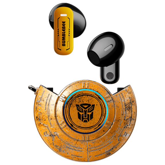 Transformers TF-T31 Bluetooth TWS Wireless Earbuds with Mechanical Shell Design Passive Noise Cancelling In-Ear Cool HiFi HD Calling Music Game Modes Low Latency Sports Earphones ā Yellow Bumblebee