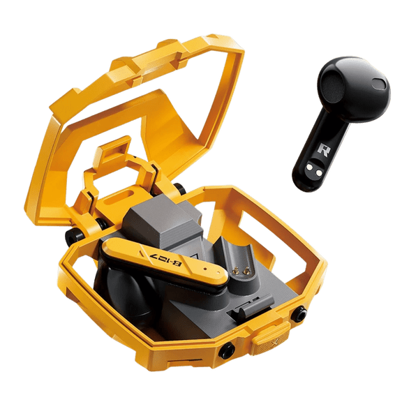Transformers TF-T32 Wireless Bluetooth Earbuds - Zinc Alloy Case, Low-Latency Gaming & Music Modes, 13mm Loudspeaker, USB-C Fast Charging, Deep Bass Sound Long Battery 24H Playtime – Bumblebee Yellow
