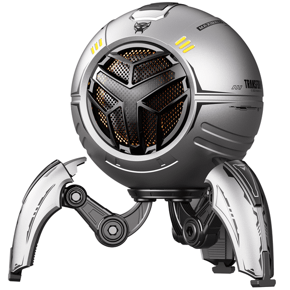 Transformers TF-Y17Pro Mecha Bluetooth TWS Speaker, 10W Hi-Fi 57mm Driver, Portable RGB Speaker with Detachable Foldable Tri-Pedal Stand, 2000mAh, Gaming Desk Dcor Autobots Optimus Primal Gray