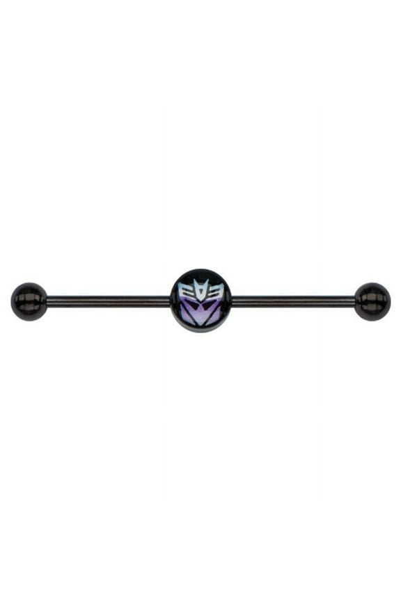 TFMDBIT1 Decepticon Logo 316L Stainless Steel Industrial Barbell, Black
