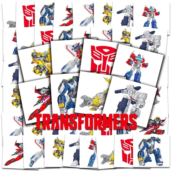 Transformers Temporary Tattoos Party Favors Bundle ~ 70+ Perforated Individual 2" x 2" Transformers Tattoos for Kids Boys Girls (Transformers Party Supplies MADE IN USA)