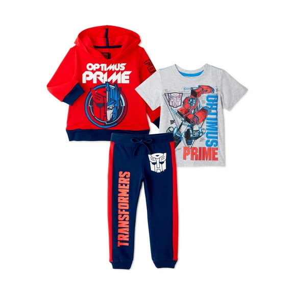 Transformers Toddler Boy Hoodie Sweatshirt, Graphic T-Shirt & Jogger Pants Outfit Set (2T-5T)