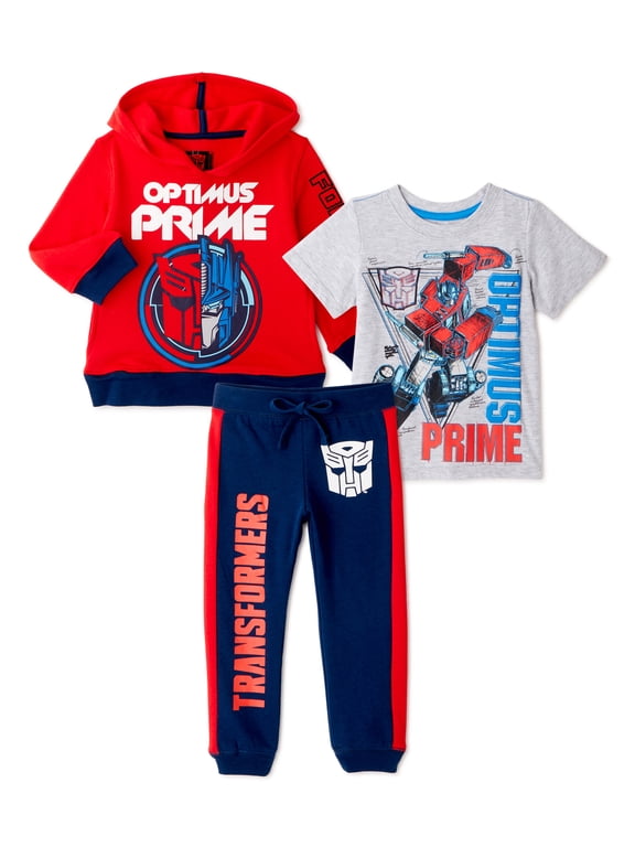 Transformers Toddler Boy Hoodie Sweatshirt, Graphic T-Shirt & Jogger Pants Outfit Set (2T-5T)
