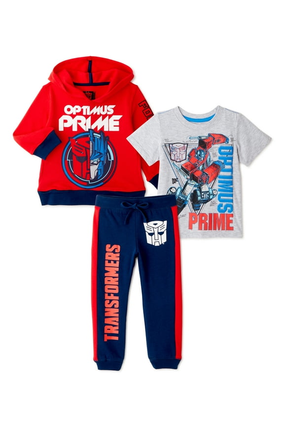Transformers Toddler Boy Hoodie Sweatshirt, Graphic T-Shirt & Jogger Pants Outfit Set (2T-5T)
