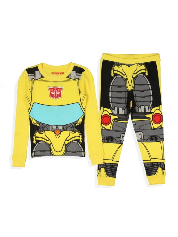 Transformers Toddler Boy's 2 Piece Sleepwear Bumblebee Character Tight Fit Long Sleeve Loungewear Sleep Pajama Set